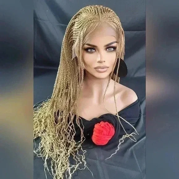 Braided Wig: African-Inspired,  feeding cornrows blond Human-Synthetic NWT - Picture 11 of 17